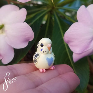 Pastel Yellow Violet Budgie Heart Charm