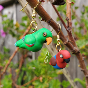 Eclectus Parrot Asymmetrical Earrings
