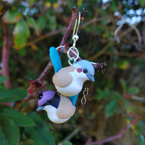 Fairy Wren Asymmetrical Earrings