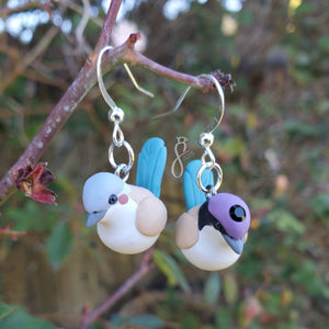 Fairy Wren Asymmetrical Earrings