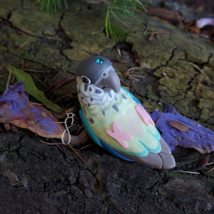 Turquoise Green Cheek Conure Figurine