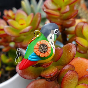 Yellow-Sided Green Cheek Sunflower Charm