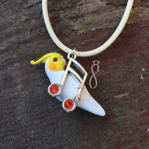 Musical Lutino Cockatiel Pendant