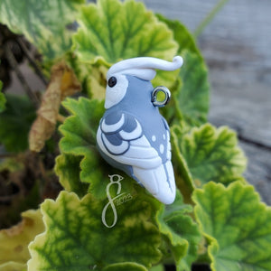 Whiteface Pearl Cockatiel Charm (White Gem)