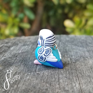 Blue Pied Budgie Heart Charm