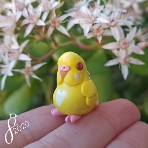 Lutino Budgie Heart Charm