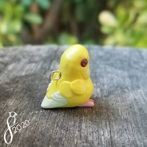 Lutino Budgie Heart Charm