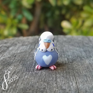 Violet Budgie Heart Charm