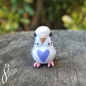 Pied Violet Budgie Heart Charm