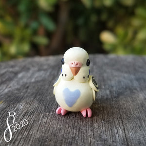 Pastel Yellow Violet Budgie Heart Charm