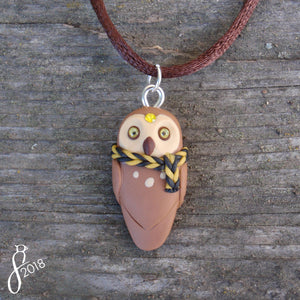 Bundled Brown Owl Pendant