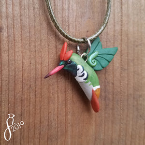 Frilled Coquette Hummingbird Necklace