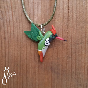 Frilled Coquette Hummingbird Necklace